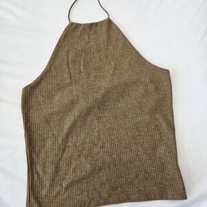 Me to We Tan Ribbed Top Size Small